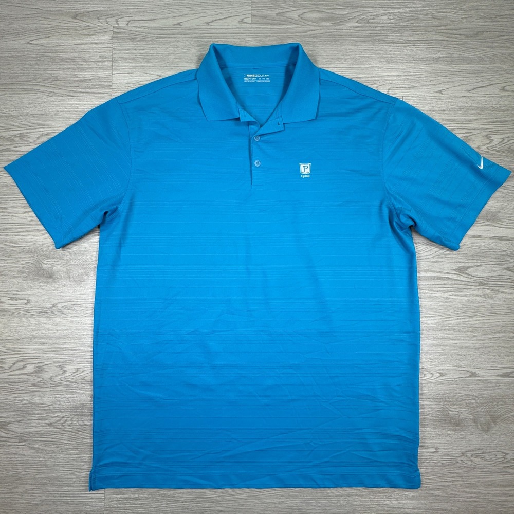 Nike Men's Polo Shirt Nike Golf Fit Dry Blue XXL Short Sleeve Striped Logo